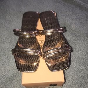 Rose Gold Snake Strappy Slides